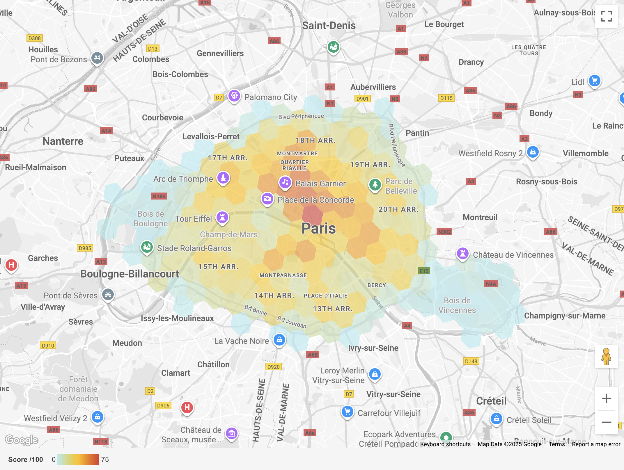 Paris foot traffic heatmap
